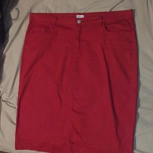 Jade Mackenzie Red Denim Pencil Skirt